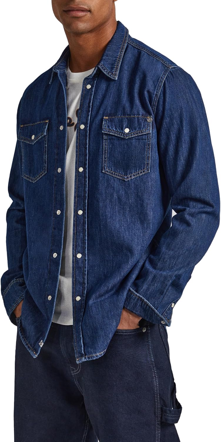 Pepe Jeans Herren Hammond Shirt (1er Pack) S Blue (Denim-xv9), S Blue (Denim-xv9)