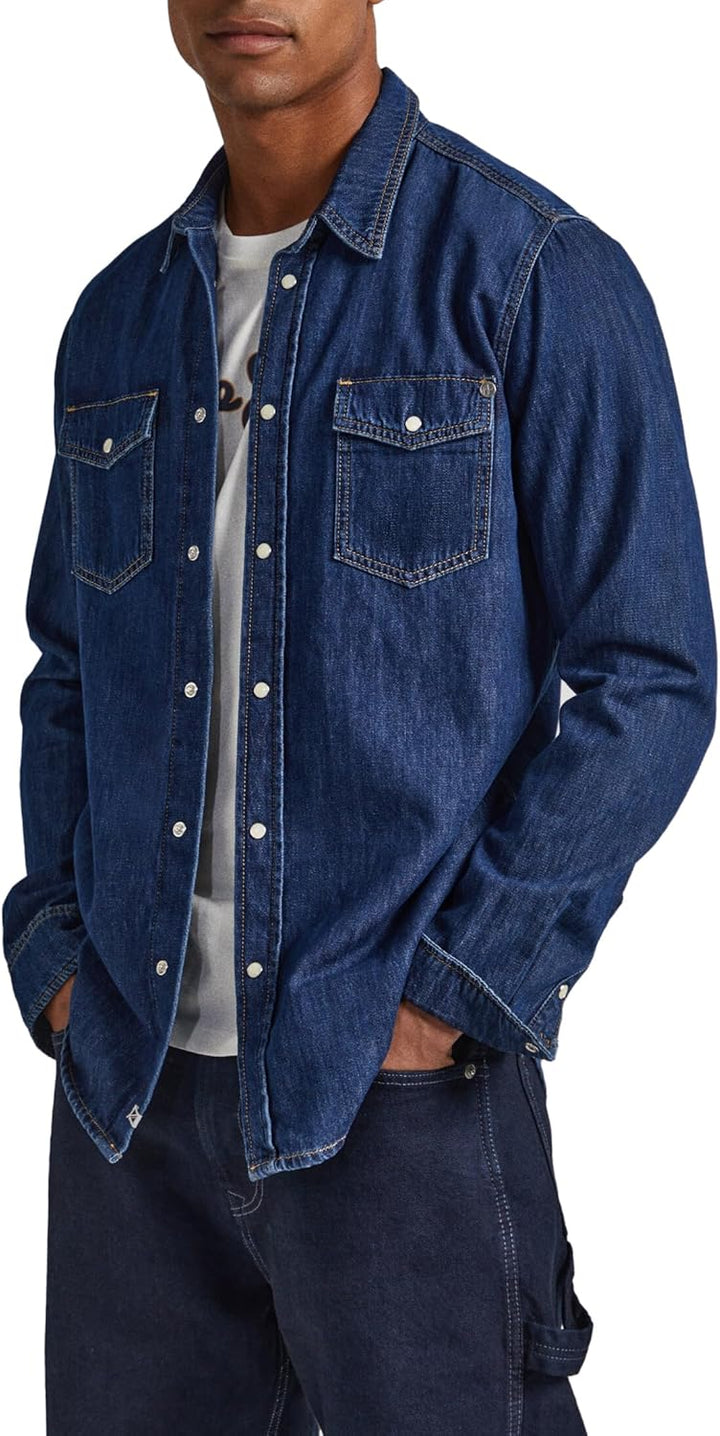 Pepe Jeans Herren Hammond Shirt (1er Pack) S Blue (Denim-xv9), S Blue (Denim-xv9)