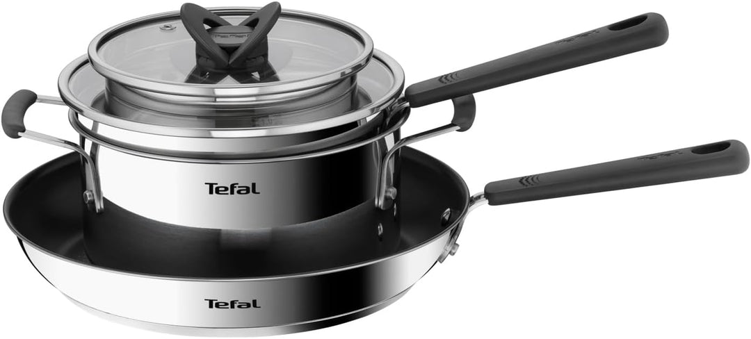 Tefal G737S5 Opti'Space Topf- & Pfannenset 5-teilig | Stielkasserolle 16 cm (inkl. Deckel) | Kochtop