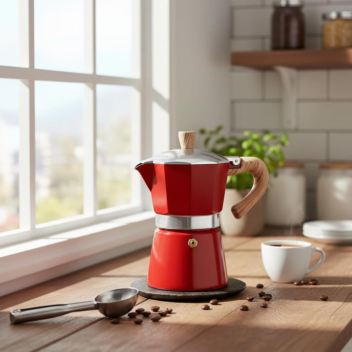 Espressokanne（300ml）Aluminium Mokkakanne，Espresso Kaffeekanne zur Zubereitung von Italienischen Espr