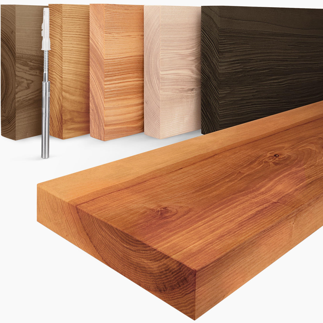LAMO Manufaktur Wandregal Holz Gerade | Regal Farbe: Dunkel | Invisible: Schweberegal | 100 cm Invis