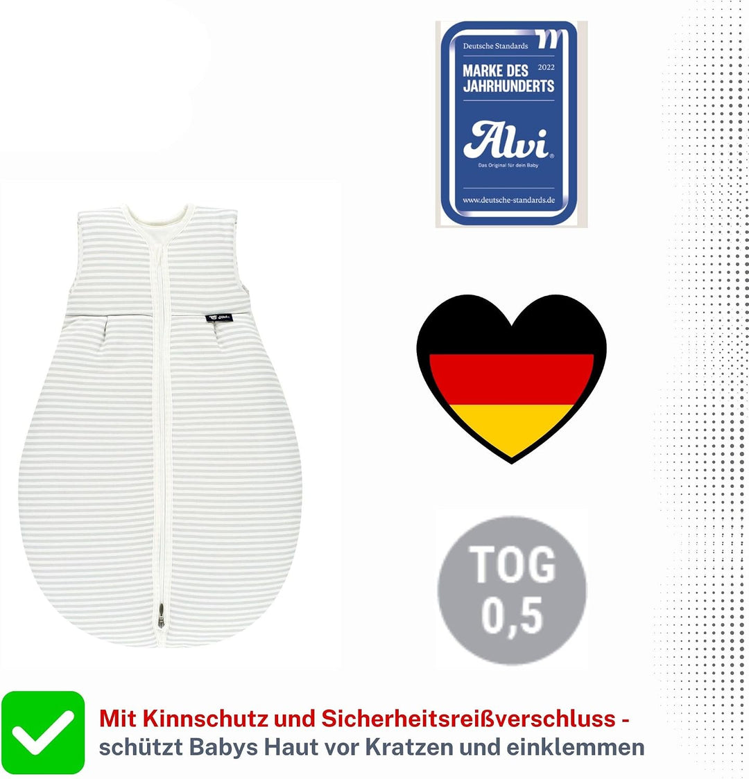 Alvi Schlafsack Baby Mäxchen light I leichter Babyschlafsack ärmellos I Sommerschlafsack Jungen und