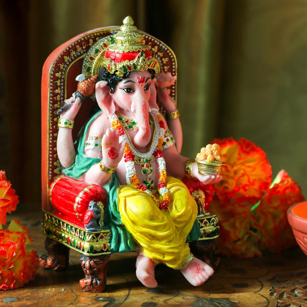 alikiki Ganesha-Statue, Hindu-Gott, indisches Idol, sitzender Lord Ganesha-Statue, Indien, Murti-Art