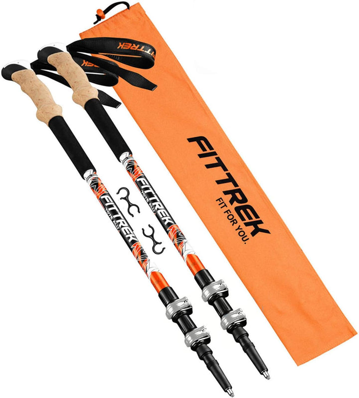 FitTrek Wanderstöcke Kork - Trekkingstöcke - Walking Stöcke Teleskop Verstellbar Leicht für Damen, H