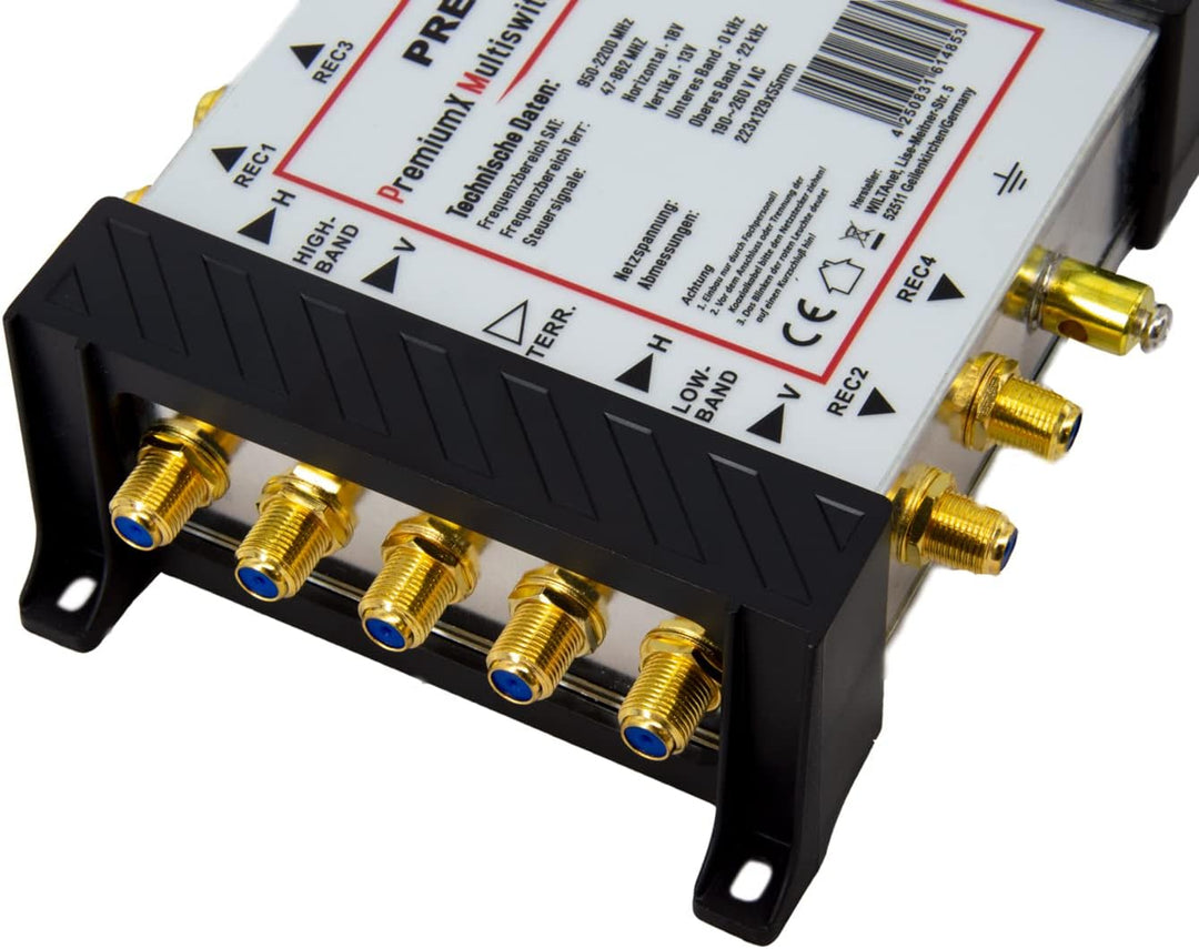 Premium X PXMS 5/4 Multischalter mit Netzteil Multiswitch 1 SAT für 4 Teilnehmer Satverteiler Digita