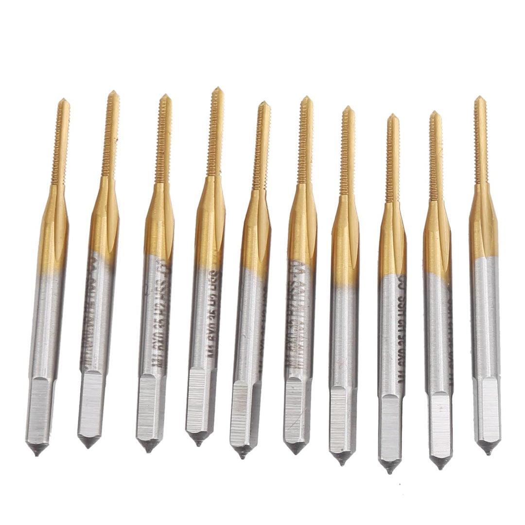 10 Stück HSS Metric Taps Titanbeschichtete Gewindebohrmaschine Gewindebohrer M1.6 x 0.35mm