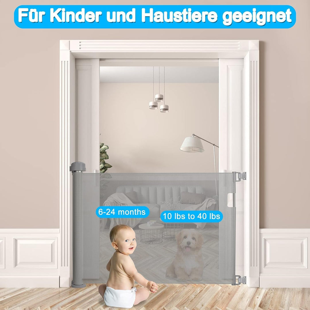 FIVMEN Treppenschutzrollo Türschutzgitter 180cm Treppenschutzgitter ausziehbar Tür- &amp; Treppengitter