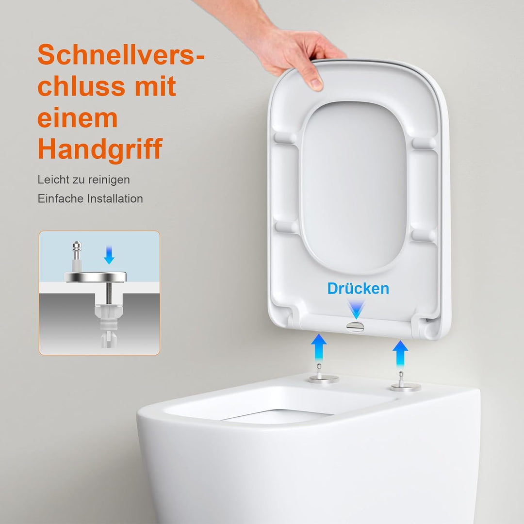 GRIFEMA WC Sitz Quadratisch - Urea-Duroplast, Antibakteriell & Vergilbungsfrei - Keramik-ähnlicher H