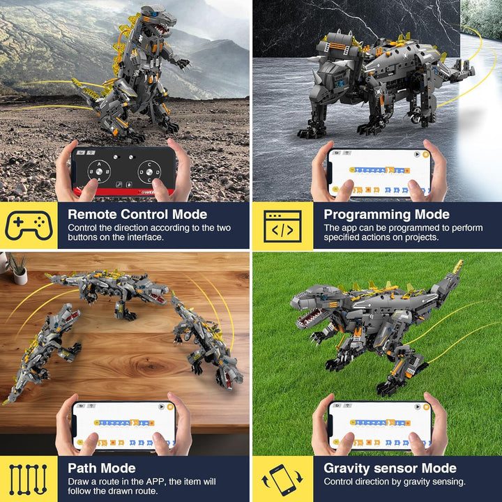 Technik Roboter Bauspielzeug für Kinder,5 in 1 App & Fernsteuerung Technic Roboter Dinosaurier Monst