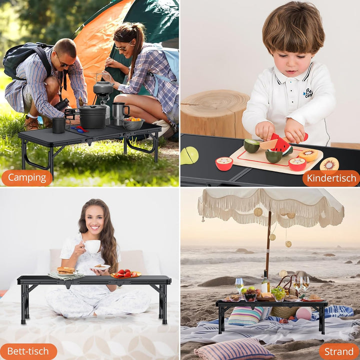 FUNYKICH 3ft Klappbarer Campingtisch 87x40x26cm, Kleiner Faltbarer Klapptisch mit Tragetasche, Alumi
