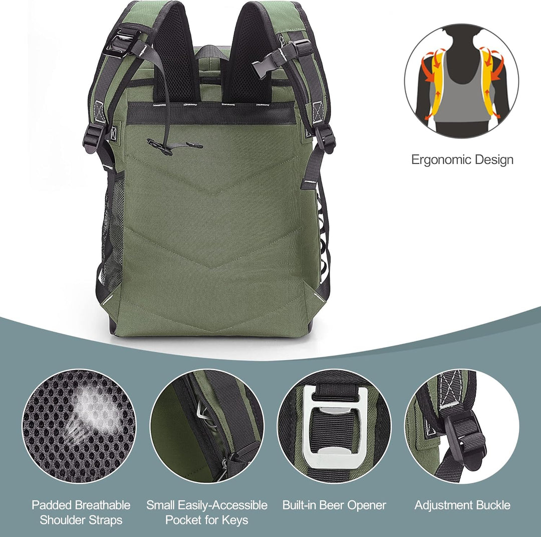 Vogshow Kühlrucksack 30L Kühltasche Gross Kühlbox Wasserdicht Picknickrucksack Auslaufsicher Thermot