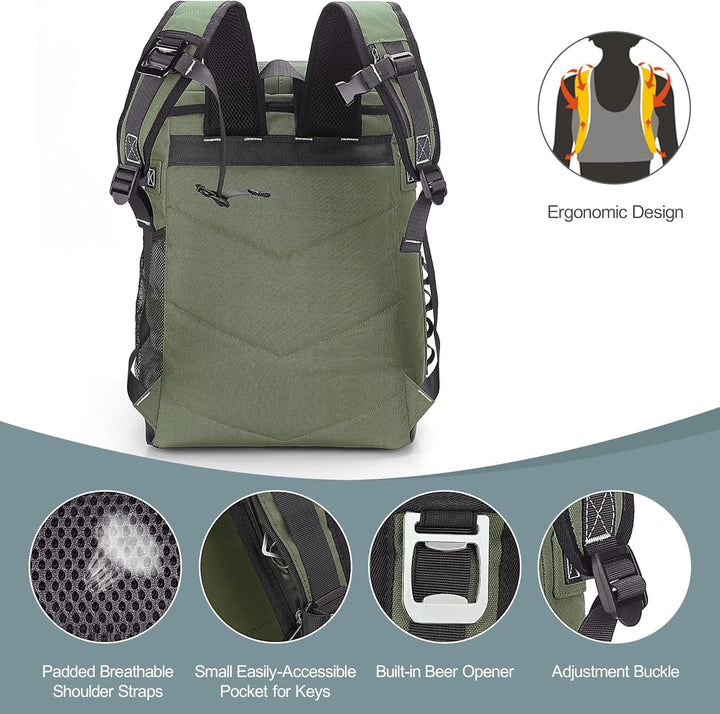 Vogshow Kühlrucksack 30L Kühltasche Gross Kühlbox Wasserdicht Picknickrucksack Auslaufsicher Thermot
