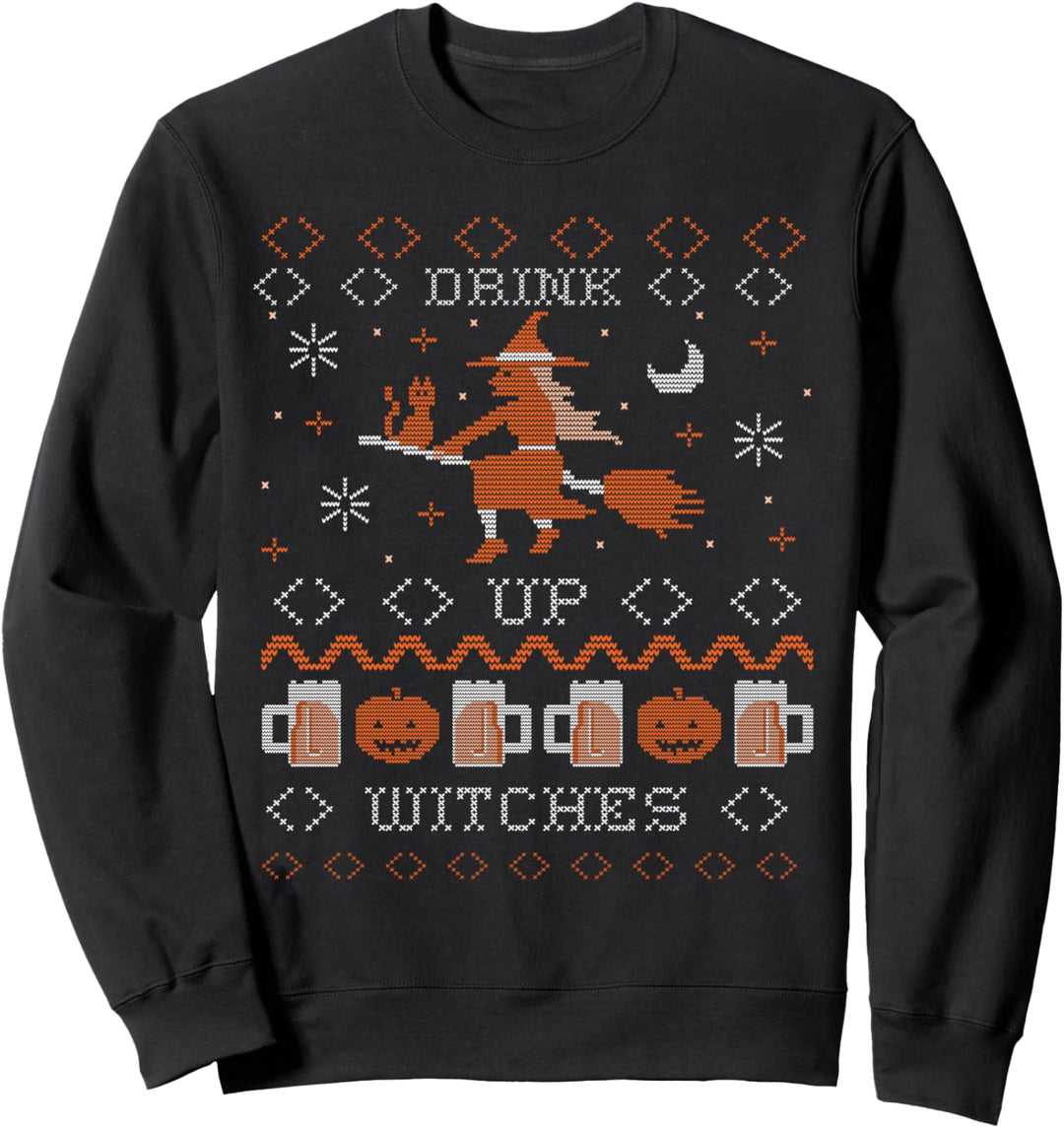 Ugly Halloween Retro Bier Party Biertrinker Drink Up Witches Sweatshirt