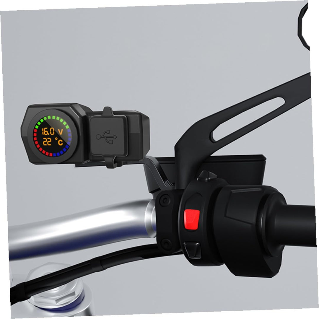 Yardwe Motorrad USB LadegeräT Dual USB -C Temperaturanzeige