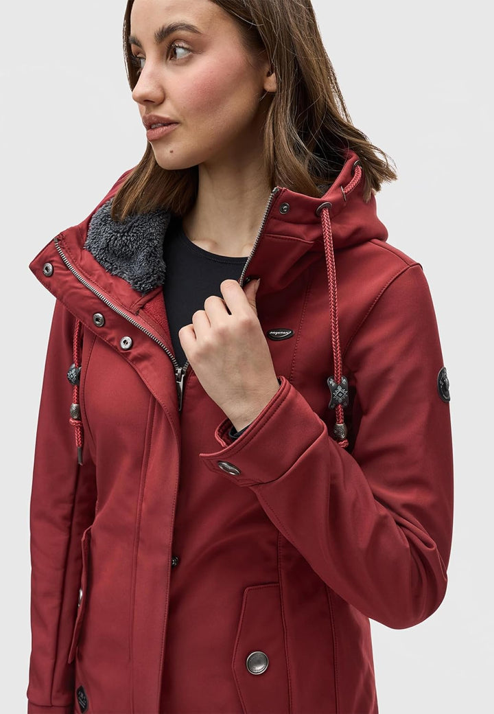 Ragwear Damen Übergangsjacke Funktionsjacke Softshelljacke wasserabweisend mit Kapuze Monadde Softsh