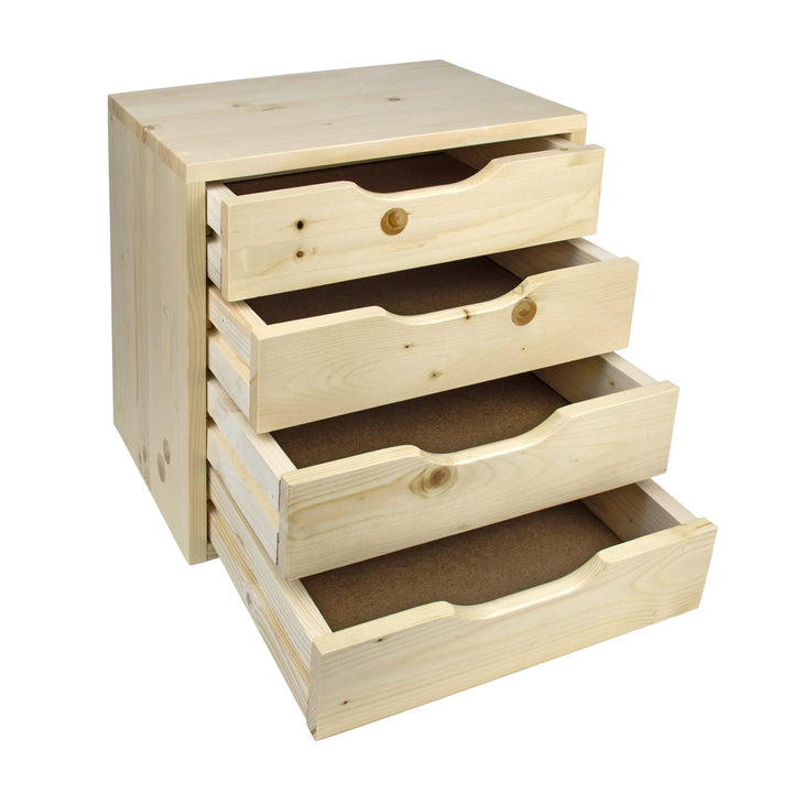 Holz Schubladenbox Holzbox Aufbewahrungsbox Schubladenschrank mit 4 Schubladen