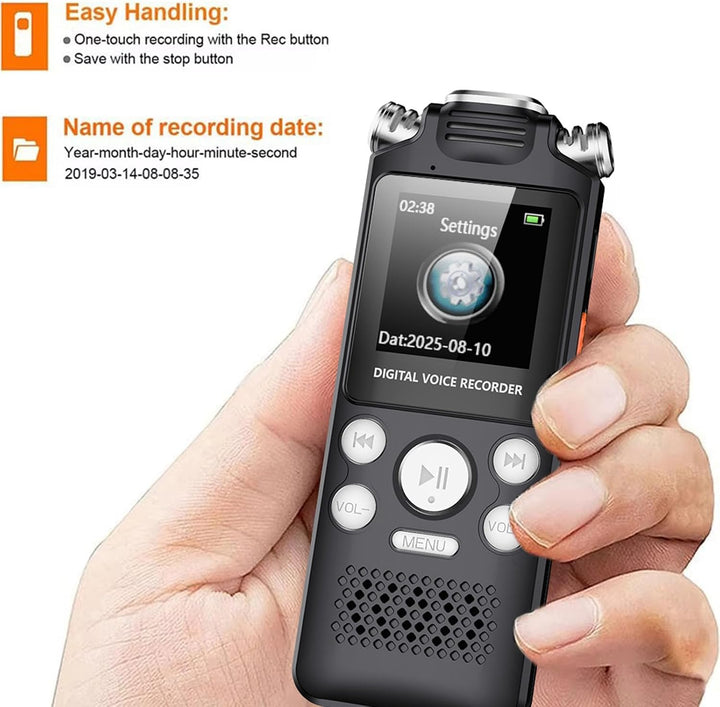 Cuifati Digitaler Diktiergerät, Audiorecorder, Diktiergerät mit AI-Rauschunterdrückung, Klare, 256 G