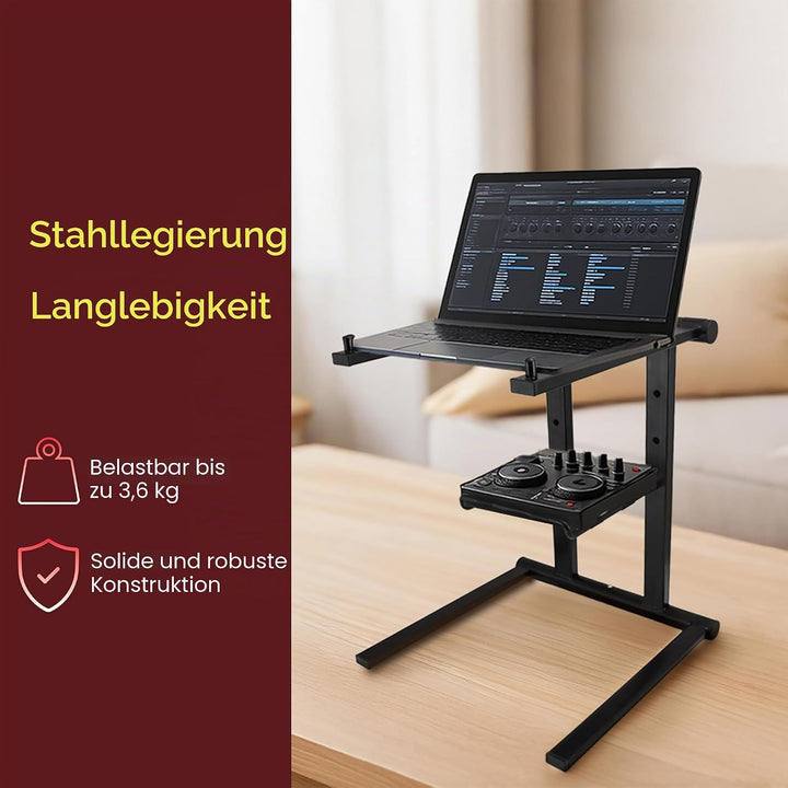 pyle PLPTS35 Tragbarer Laptop-Ständer – Stehtisch mit Faltbarer Höhe und sekundärer Zubehörablage fü