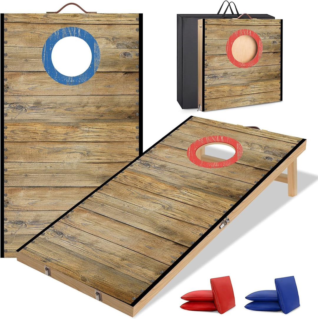 NZQXJXZ Cornhole Spiel Outdoor, 60 x 30 cm Massivholz Premium Corn Hole Boards mit 6 Cornhole Säckch
