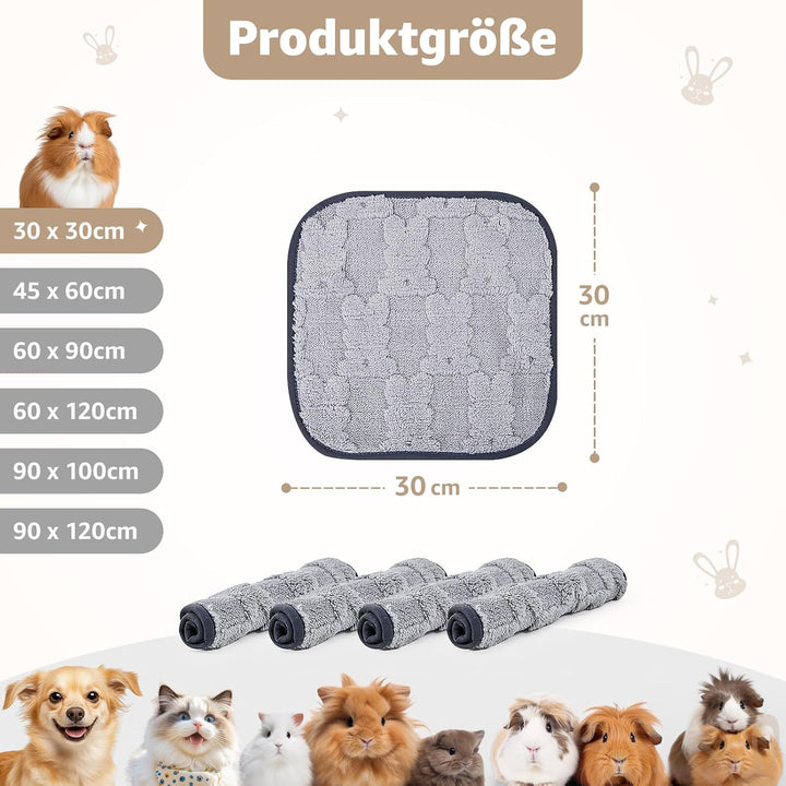 30x30cm Pipipads für Meerschweinchen & Pipi Matte für Kaninchen - Waschbare, saugstarke Unterlage mi