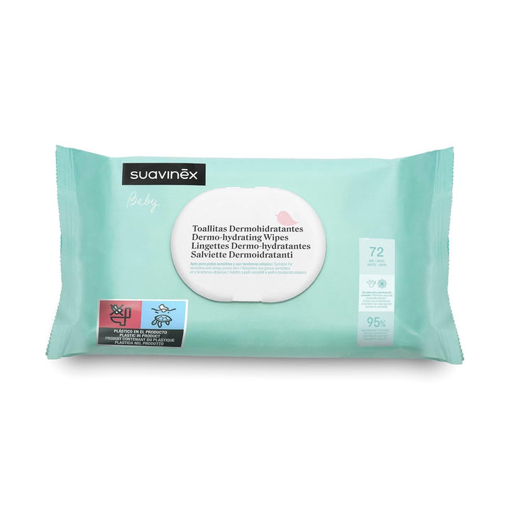 SUAVINEX 12 x Pack 72 feuchtigkeitsspendende Babytücher. Feuchttücher geeignet für atopische Haut. 9