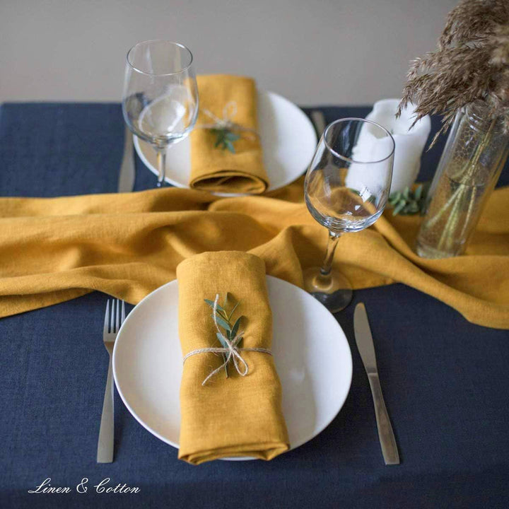 Linen & Cotton Hochwertige 4 x Stoffservietten/Servietten Stoff/Leinenservietten Hygge - 100% Leinen