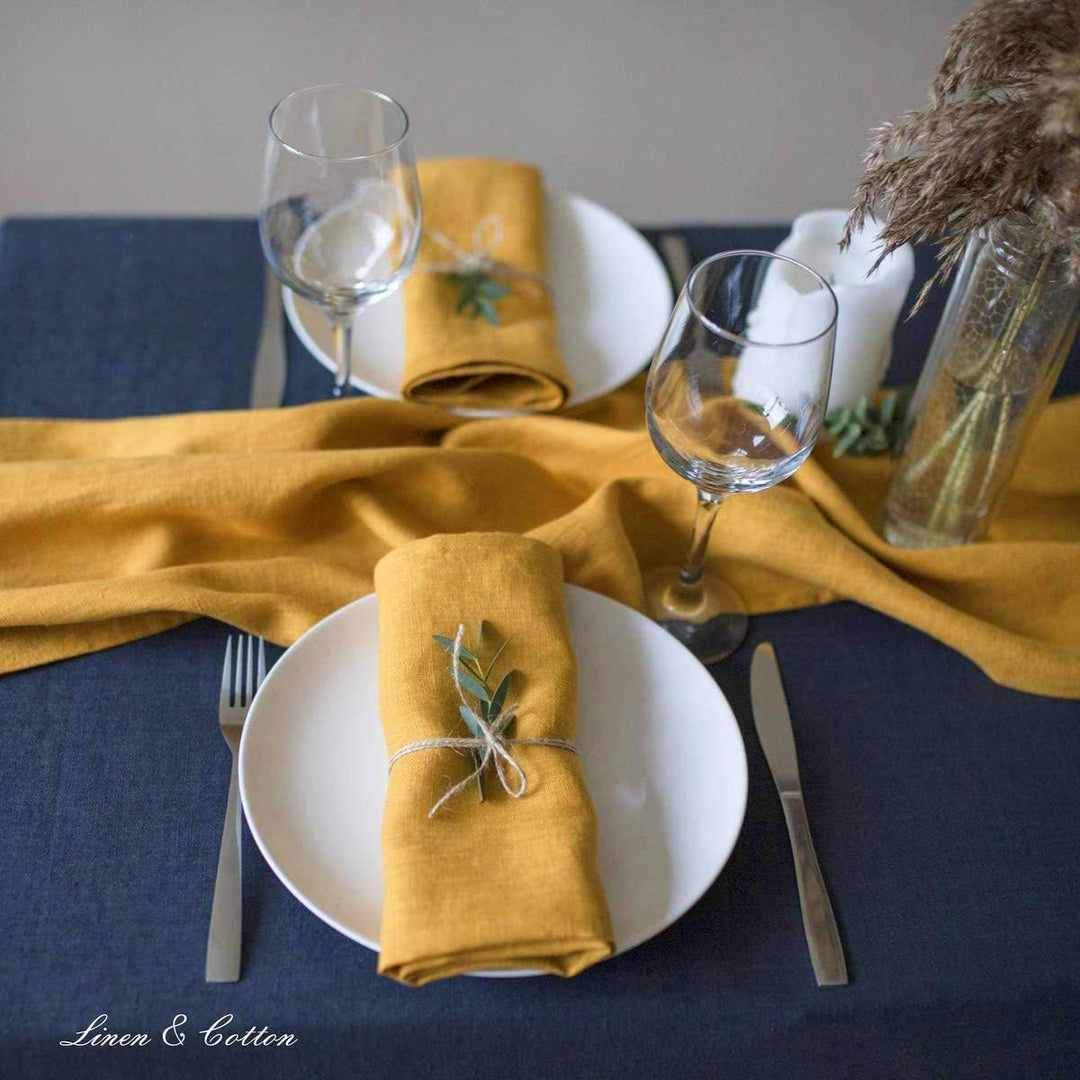Linen &amp; Cotton Hochwertige 4 x Stoffservietten/Servietten Stoff/Leinenservietten Hygge - 100% Leinen