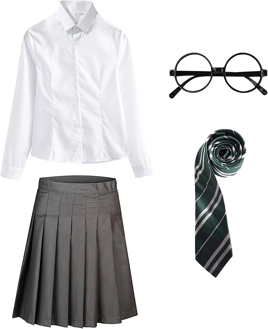 FStory&Winyee Zauberer Set Bluse Rock Weste Krawatte Brille Kostüm Zubehör für Kinder Erwachsene Zub