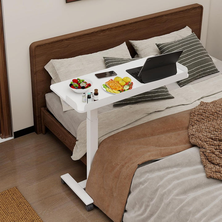 PUNCIA 90 x 40 cm Überbett-Tisch Stehpult höhenverstellbar mit Rollen