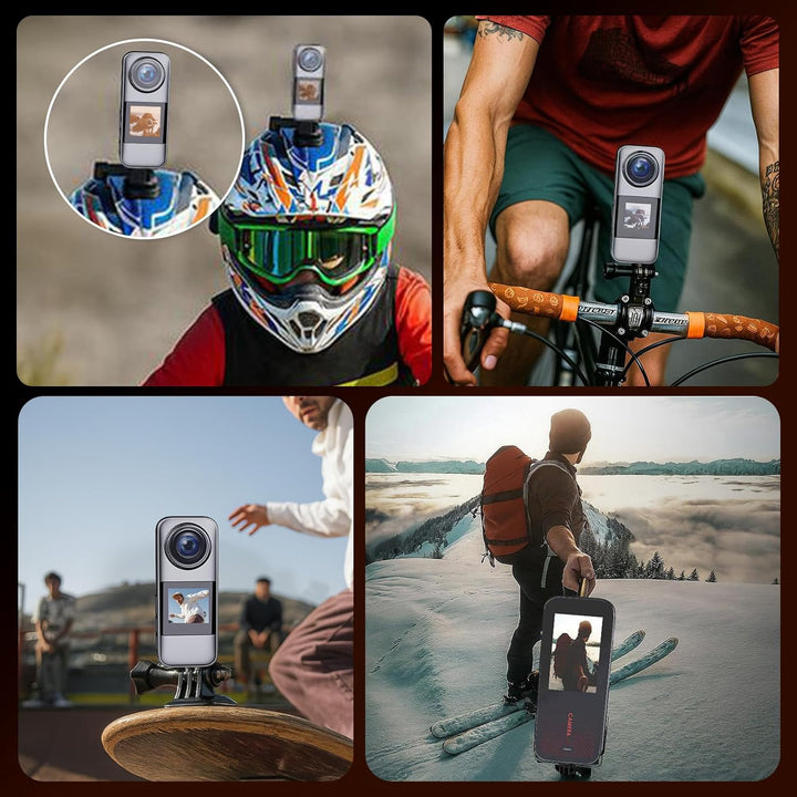 Jadfezy Dual Action cam mit 32G Karte Helmkamera,unterwasserkamera mit Zwei 1350 mAh wiederaufladbar