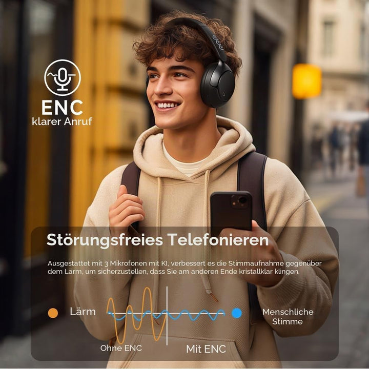 QCY H3 PRO Over Ear kopfhörer Bluetooth,50db Adaptives aktives Noise Cancelling mit Mehreren Modi,Hi