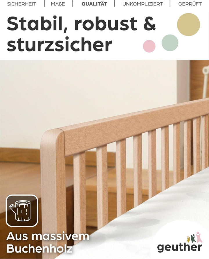 Geuther 2112 Bettschutzgitter in 140 cm Höhe: 38 cm Absturzsicherung Mit stabilen Stäben Schützt vor