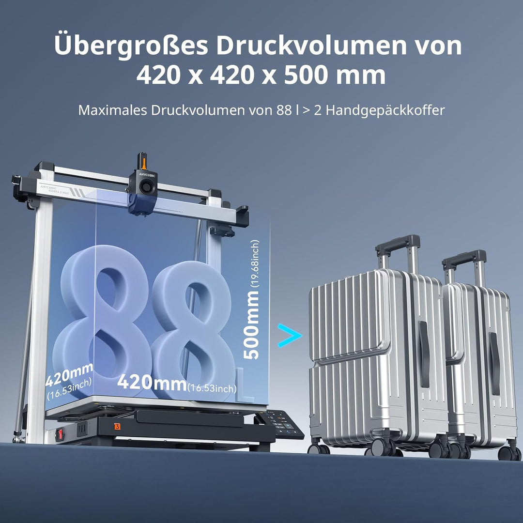 Anycubic Kobra 3 Max Combo 3D-Drucker Mehrfarbig mit 0,4mm Düse, 420x420x500mm Druckgrösse, 600 mm/s