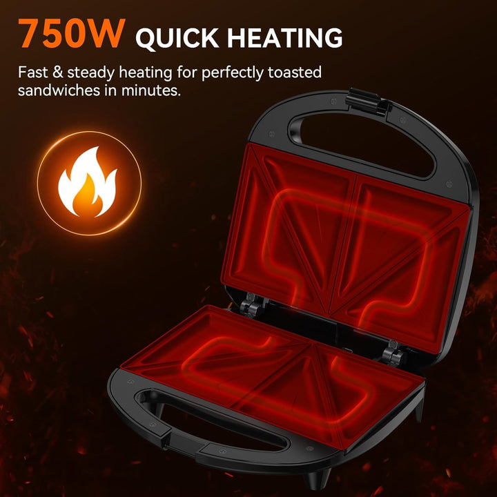 Snailar Sandwichtoaster, Sandwichmaker mit Dreieckplatten, 2 Scheiben toast maschine, Antihaft, Kühl