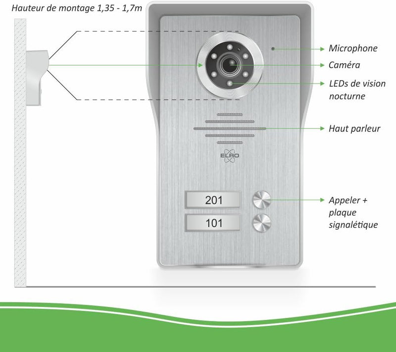 ELRO DV477IP2 WiFi IP Video Türsprechanlage-2-Familien-mit 2X 7-Zoll-Farbbildschirm-Color Night Visi