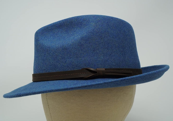 The Stoker – leichte breite Krempe – wasserabweisend – Fedora Trilby Style Filzhut S Blau melange, S