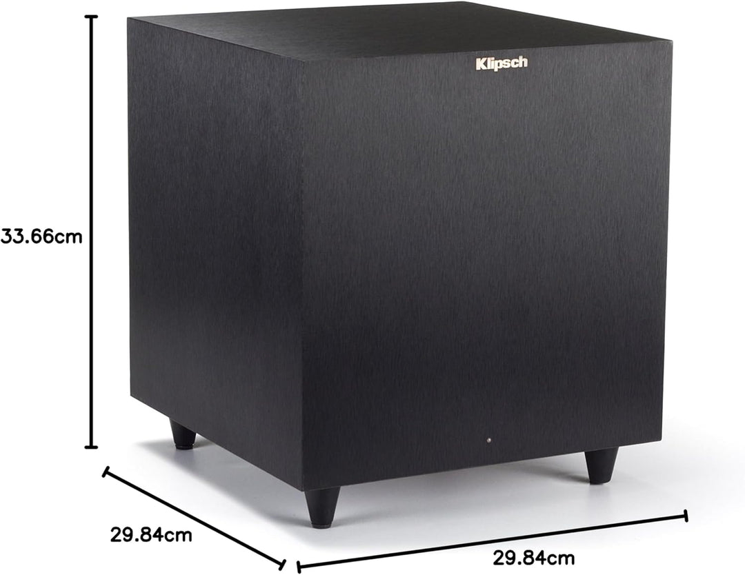 Klipsch Referenz R-8SW Surround Subwoofer, 150 Watt Spitzenleistung (gebürstetes schwarzes Vinyl, 20