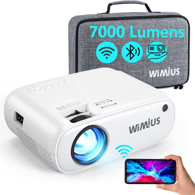 Mini Beamer WiFi Bluetooth, Full HD 7000 Lumen Heimkino Projektor Support 4K Video WiMiUS LCD Beamer