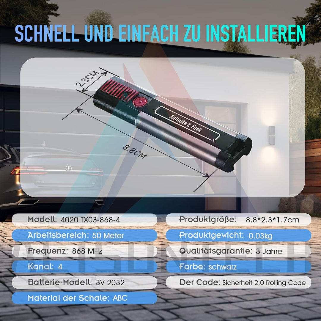 3 x 4020 TX03-868-4, 4-Kanal 868MHz Transmitter Handbuch, Top Originalqualität. 100% kompatibel mit