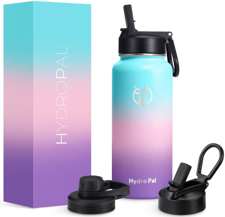 HydroPal Edelstahl Trinkflasche - 1L BPA-Frei, Kohlensäure geeignet, Isolierte Thermosflasche mit St