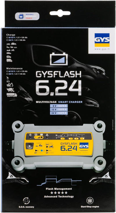 GYS GYSFLASH 6.24 029460 Automatikladegerät 6 V, 12 V, 24V 6A 6A 4A