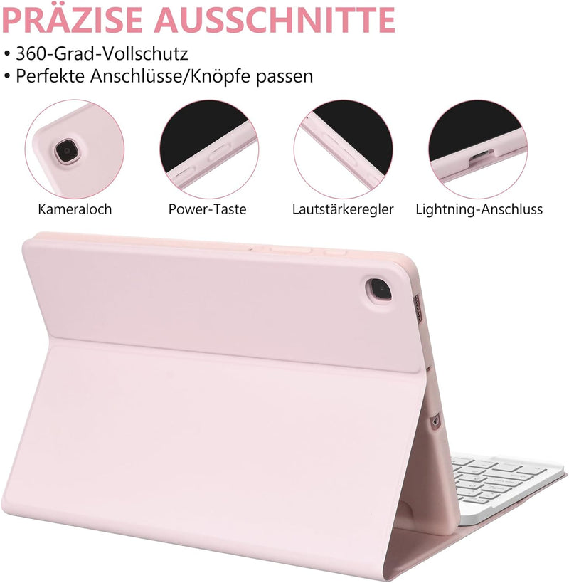 Tastatur Hülle Kompatibel mit Samsung Tab S6 Lite 10.4 Zoll 2022/2020(SM-P613/P619/P610/P615) Tastat