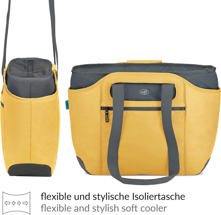 alfi ISO BAG 2in1 23 Liter, misted yellow, Thermo-Kühltasche aus Polyester mit extra Tragetasche, is