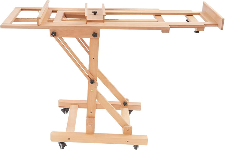 Staffelei Holz Einstellbar 140-300cm Staffeleien Gross mit Rädern, waagerecht und senkrecht malen, f