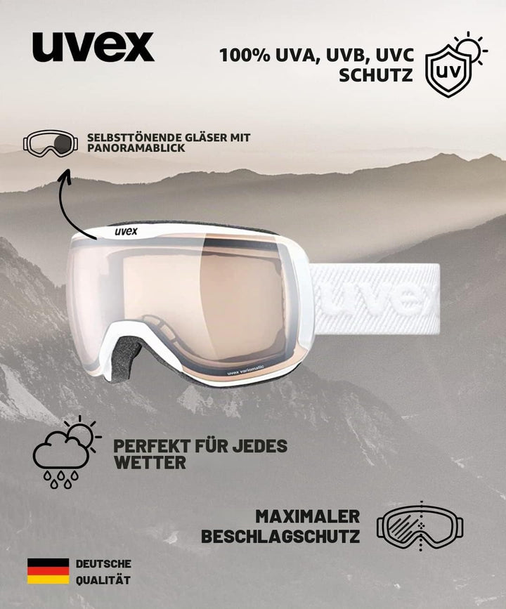 uvex Unisex Downhill 2100 V Skibrille (1er Pack) Einheitsgrösse white mat/vario silver-clear, Einhei