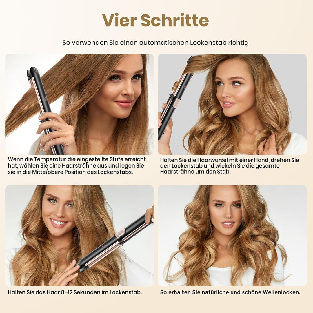 Glätteisen 2-in-1 Professioneller Haarglätter & Lockenstab Golden Goods – Titanplatten mit Keramikbe
