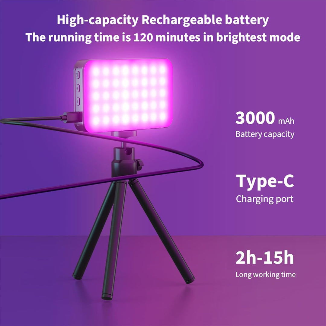 RGB LED Videoleuchte 8W LUXCEO,140 Lampenperlen LED Kamera Licht,USB Wiederaufladbares LED Panel für