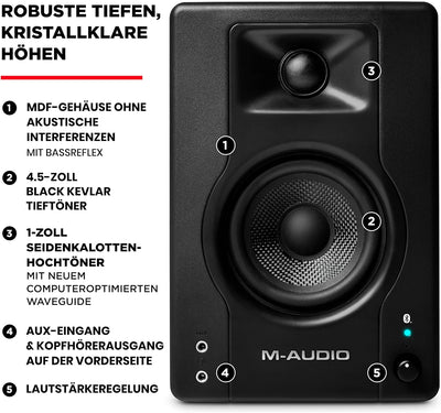 M-Audio BX4BT 4,5" Studio-Monitore mit Bluetooth High-Definition Monitor Lautsprecher Boxen für Reco