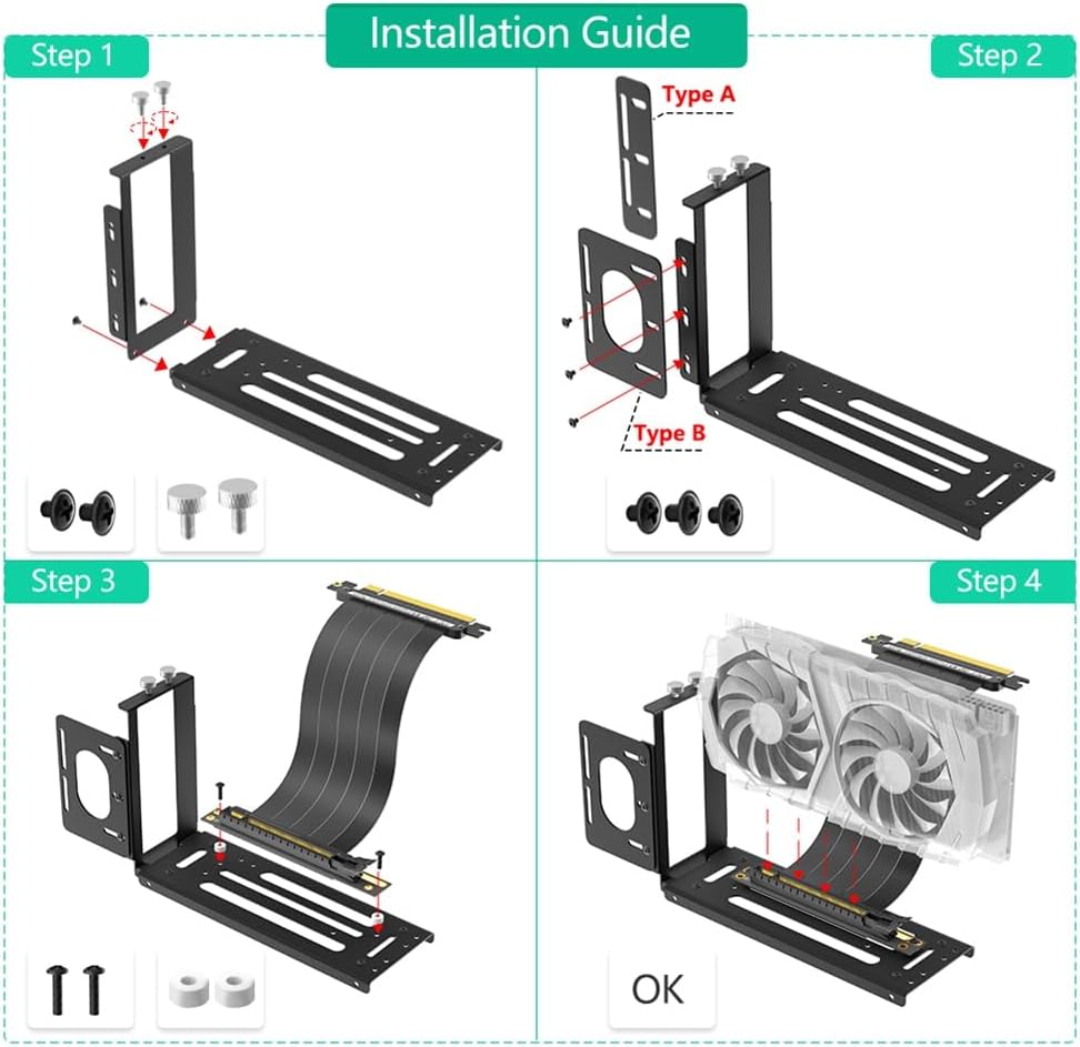 Externe GPU -Dockingstation Vertikaler GPU -Mount -Halterung, 2 Steckplatzlenkhalter mit Hardware, E