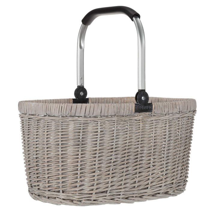 anndora Einkaufskorb Weidenkorb mit Alurahmen 22 L beige - klappbarer Alubügel Korbweide Hell